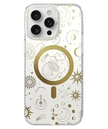 LONLI Hue - for iPhone 15 Pro Max Case [Compatible with Magsafe] - Cosmic Stars Phone Case - [360° Shock-Absorbent Bumper] - Cute, Unique and Aesthetic Phone Cover for Girls and Women - LONLI