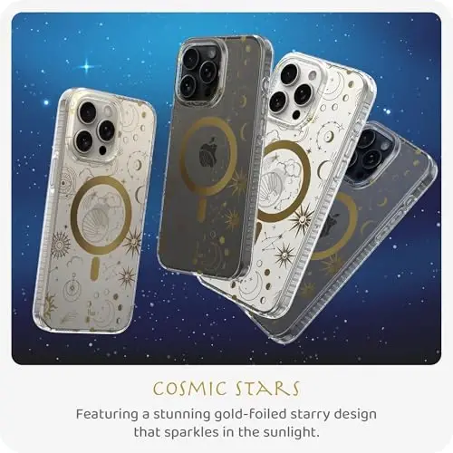 LONLI Hue - for iPhone 15 Pro Max Case [Compatible with Magsafe] - Cosmic Stars Phone Case - [360° Shock-Absorbent Bumper] - Cute, Unique and Aesthetic Phone Cover for Girls and Women - 2