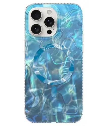 LONLI Hue - iPhone 15 Pro Max Kılıfı için [Magsafe ile Uyumlu] - Mavi Çiçekli Telefon Kılıfı - [360° Şok Emici Tampon] - Kızlar ve Kadınlar için Sevimli, Benzersiz ve Estetik Telefon Kapağı 