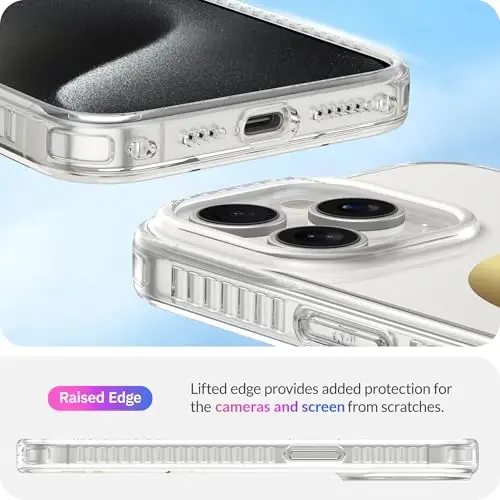 LONLI Hue - iPhone 15 Pro Max uchun g'ilof [Magsafe bilan mos] - Kameliya telefoni g'ilofi - [360° zarbani yutuvchi bamper] - Qizlar va ayollar uchun yoqimli, noyob va estetik telefon qopqog'i - 5
