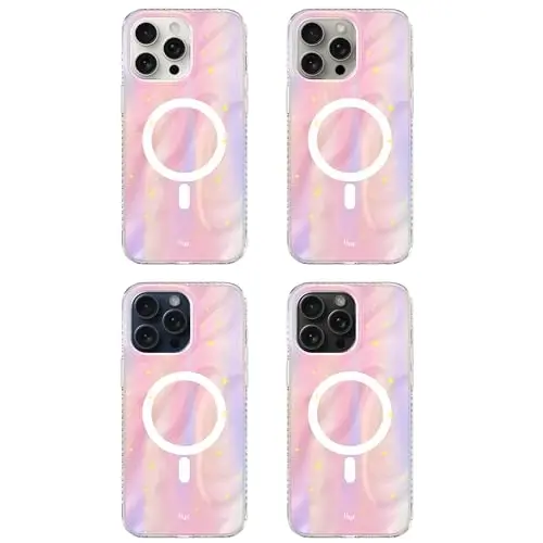 LONLI Hue - iPhone 15 Pro Max uchun g'ilof [Magsafe bilan mos] - Tushdagi tun telefon g'ilofi - [360° zarbani yutuvchi bamper] - Qizlar va ayollar uchun yoqimli, noyob va estetik telefon qopqog'i - 7