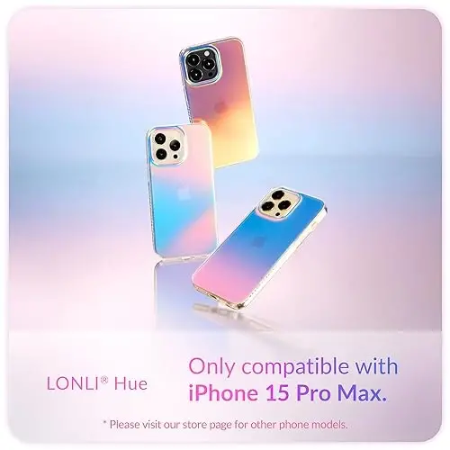 LONLI Hue - iPhone 15 Pro Max uchun g'ilof - Rainbow Iridescent telefon g'ilofi [4 havo yostig'i burchagi bilan] - Ayollar va qizlar uchun yoqimli, noyob va estetik zarbaga chidamli qopqoq (2023) - LONLI (1)