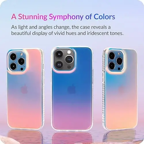 LONLI Hue - iPhone 15 Pro Max uchun g'ilof - Rainbow Iridescent telefon g'ilofi [4 havo yostig'i burchagi bilan] - Ayollar va qizlar uchun yoqimli, noyob va estetik zarbaga chidamli qopqoq (2023) - 3