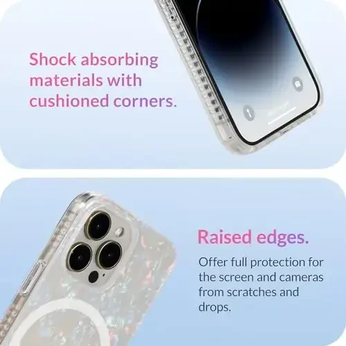 LONLI Hue - iPhone 15 Pro Max uchun magnitli g'ilof - [Magsafe bilan mos keladi] - [360° zarbani yutuvchi bamper] - [Qizlar va ayollar uchun yoqimli va noyob telefon qopqog'i] - Oq marvarid toshbaqasi - 4