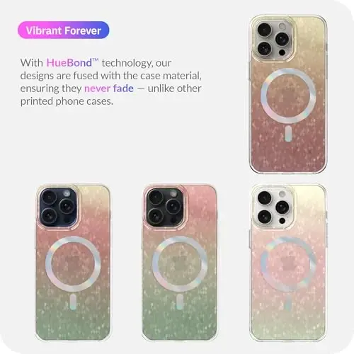 LONLI Hue - iPhone 15 Pro Max uchun prizmatik kamalak olmosli qirrali yaltiroq magnitli telefon g'ilofi - [Magsafe bilan mos] - [Yorqin nashr, hashamatli yaltiroq himoya] - iPhone 15 Pro Max uchun - 7
