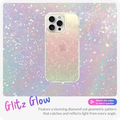 LONLI Hue - iPhone 15 Pro Max uchun prizmatik kamalak olmosli qirrali yorqin telefon g‘ilofi - [Yaltiroq nashr, hashamatli yorqin himoya] - [360° zarbani yutuvchi bamper] - iPhone 15 Pro Max uchun - LONLI (1)