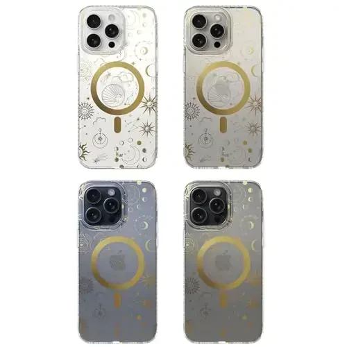 LONLI Hue - iPhone 15 Pro uchun g'ilof [Magsafe bilan mos keladi] - Kosmik Yulduzlar telefon g'ilofi - [360° zarbani yutuvchi bamper] - Qizlar va ayollar uchun yoqimli, noyob va estetik telefon qopqog'i - 7