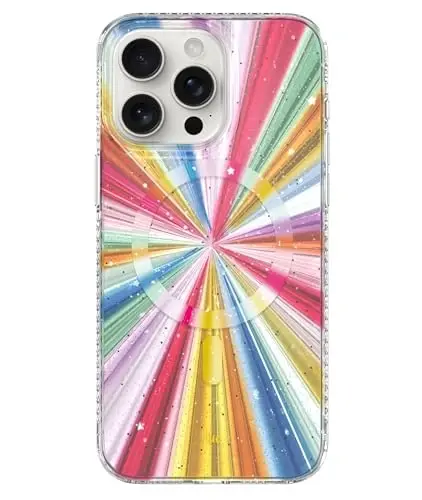 LONLI Hue - iPhone 15 Pro uchun g'ilof [Magsafe bilan mos] - Kosmik Portal telefon g'ilofi - [360° zarbani yutuvchi bamper] - Qizlar va ayollar uchun yoqimli, noyob va estetik telefon qopqog'i 