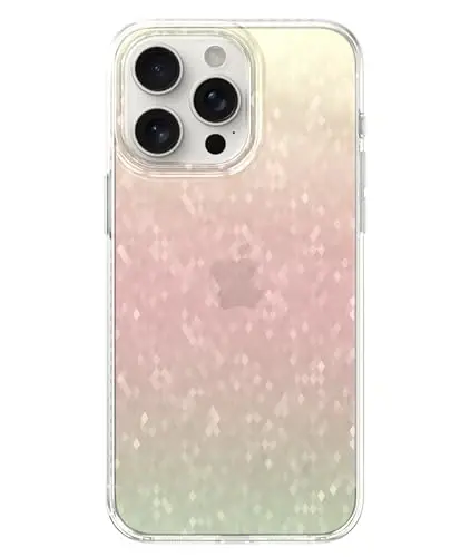 LONLI Hue - iPhone 15 Pro uchun Prismatic Rainbow Diamond Facet Sparkling Phone Case - [Sparkle Glow Finish, Luxe Glitter Protection] - [360° Shock-Absorbent Bumper] - iPhone 15 Pro uchun - 1