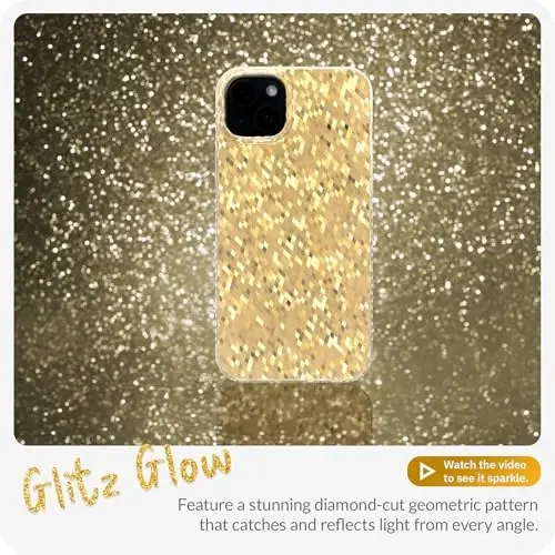 LONLI Hue - iPhone 15 uchun Champagne Gold Diamond Facet Sparkling Phone Case - [Sparkle Glow Finish, Luxe Glitter Protection] - [360° zarbani yutuvchi bamper] - iPhone 15 uchun - LONLI (1)