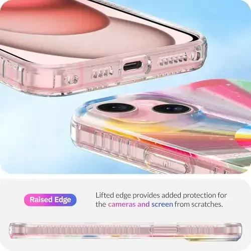 LONLI Hue - iPhone 15 uchun g'ilof [Magsafe bilan mos] - Kosmik Portal telefon g'ilofi - [360° zarbani yutuvchi bamper] - Qizlar va ayollar uchun yoqimli, noyob va estetik telefon qopqog'i - 5