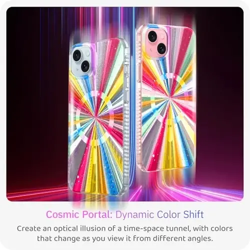 LONLI Hue - iPhone 15 uchun g'ilof [Magsafe bilan mos] - Kosmik Portal telefon g'ilofi - [360° zarbani yutuvchi bamper] - Qizlar va ayollar uchun yoqimli, noyob va estetik telefon qopqog'i - LONLI (1)
