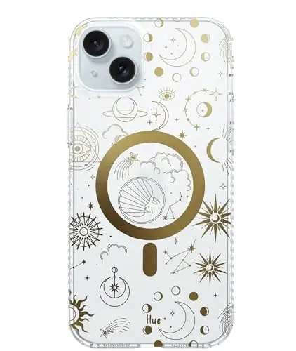 LONLI Hue - iPhone 15 uchun g'ilof [Magsafe bilan mos] - Kosmik Yulduzlar Telefon G'ilofi - [360° Zarba Yutuvchi Bamper] - Qizlar va Ayollar uchun Chiroyli, Noyob va Estetik Telefon Qopqog'i - LONLI