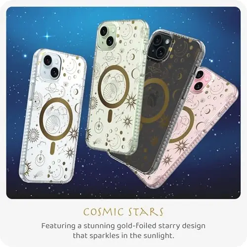 LONLI Hue - iPhone 15 uchun g'ilof [Magsafe bilan mos] - Kosmik Yulduzlar Telefon G'ilofi - [360° Zarba Yutuvchi Bamper] - Qizlar va Ayollar uchun Chiroyli, Noyob va Estetik Telefon Qopqog'i - LONLI (1)