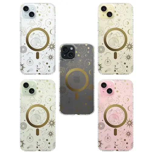 LONLI Hue - iPhone 15 uchun g'ilof [Magsafe bilan mos] - Kosmik Yulduzlar Telefon G'ilofi - [360° Zarba Yutuvchi Bamper] - Qizlar va Ayollar uchun Chiroyli, Noyob va Estetik Telefon Qopqog'i - 7
