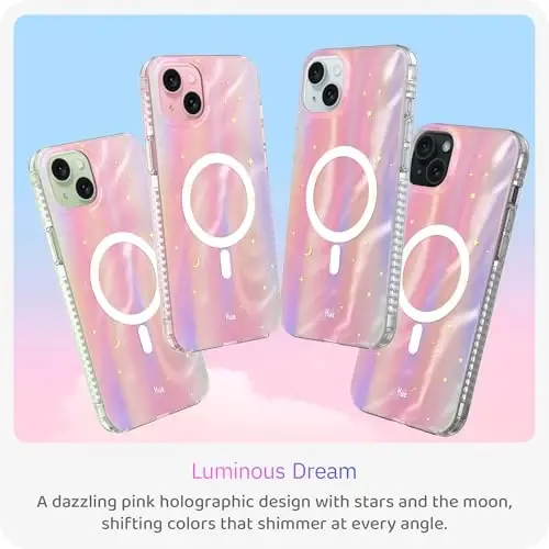 LONLI Hue - iPhone 15 uchun g'ilof [Magsafe bilan mos] - Tushdagi tun telefon g'ilofi - [360° zarbani yutuvchi bamper] - Qizlar va ayollar uchun yoqimli, noyob va estetik telefon qopqog'i - LONLI (1)