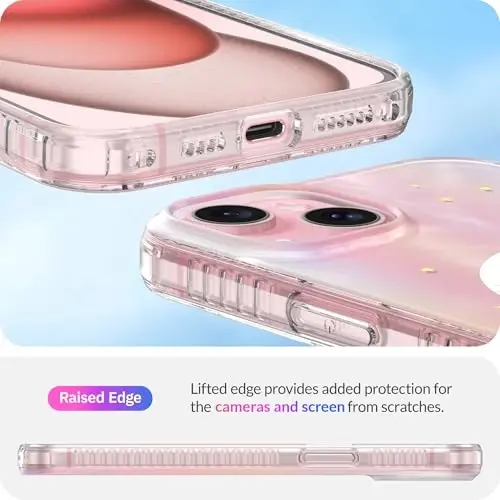 LONLI Hue - iPhone 15 uchun g'ilof [Magsafe bilan mos] - Tushdagi tun telefon g'ilofi - [360° zarbani yutuvchi bamper] - Qizlar va ayollar uchun yoqimli, noyob va estetik telefon qopqog'i - 5