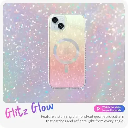 LONLI Hue - iPhone 15 uchun prizmatik kamalak olmos qirrali yorqin magnitli telefon qutisi - [Magsafe bilan mos] - [Yorqin porlash, hashamatli yaltiroq himoya] - iPhone 15 uchun - LONLI (1)