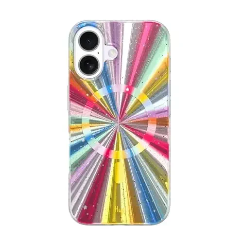 LONLI Hue - Magnetic Case for iPhone 16 - [Compatible with Magsafe] - [360° Shock-Absorbent Bumper] - [Cute and Unique Phone Cover for Girls and Women] - Cosmic Portal 