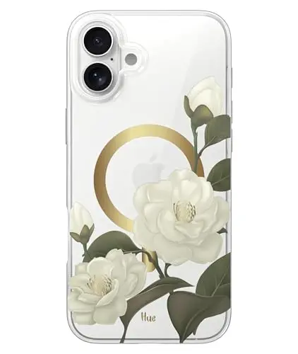 LONLI Hue - Magnetic Case for iPhone 16 Plus - [Compatible with Magsafe] - [360° Shock-Absorbent Bumper] - [Cute and Unique Phone Cover for Girls and Women] - Camellia - 1