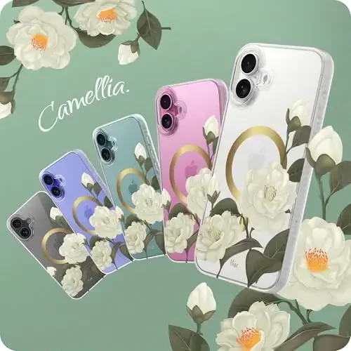 LONLI Hue - Magnetic Case for iPhone 16 Plus - [Compatible with Magsafe] - [360° Shock-Absorbent Bumper] - [Cute and Unique Phone Cover for Girls and Women] - Camellia - 2