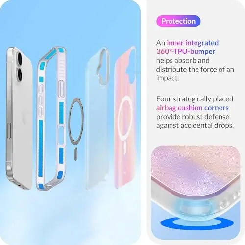 LONLI Hue - iPhone 16 Plus uchun magnitli g'ilof - [Magsafe bilan mos] - [360° zarbani yutuvchi bamper] - [Qizlar va ayollar uchun yoqimli va noyob telefon qopqog'i] - Dreamy Night - 4
