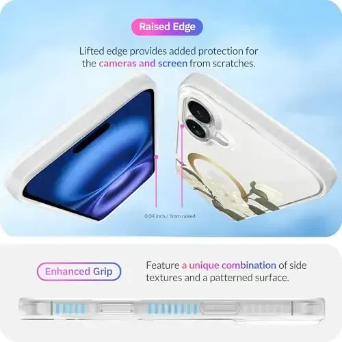 LONLI Hue - iPhone 16 Plus uchun magnitli g'ilof - [Magsafe bilan mos] - [360° zarbani yutuvchi bamper] - [Qizlar va ayollar uchun yoqimli va noyob telefon qopqog'i] - Kameliya - 5