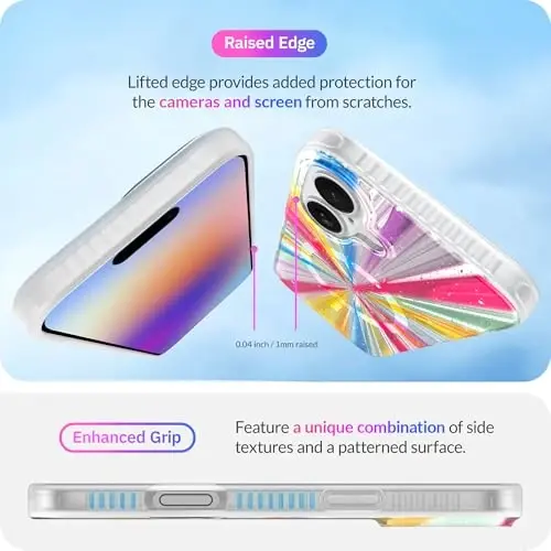 LONLI Hue - iPhone 16 Plus uchun magnitli g'ilof - [Magsafe bilan mos] - [360° zarbani yutuvchi bamper] - [Qizlar va ayollar uchun yoqimli va noyob telefon qopqog'i] - Kosmik portal - 6