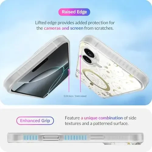 LONLI Hue - iPhone 16 Plus uchun magnitli g'ilof - [Magsafe bilan mos] - [360° zarbani yutuvchi bamper] - [Qizlar va ayollar uchun yoqimli va noyob telefon qopqog'i] - Kosmik yulduzlar - 5