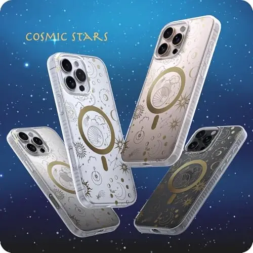 LONLI Hue - Magnetic Case for iPhone 16 Pro - [Compatible with Magsafe] - [360° Shock-Absorbent Bumper] - [Cute and Unique Phone Cover for Girls and Women] - Cosmic Stars - 2