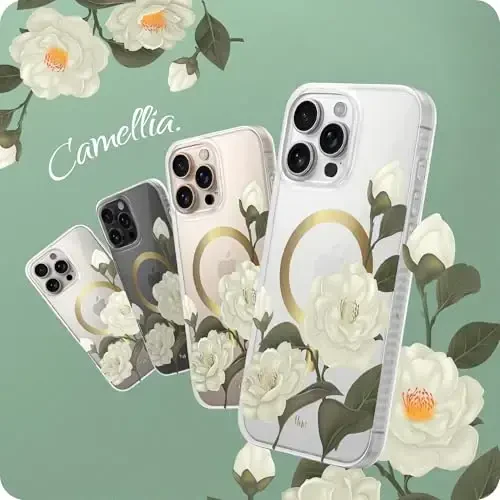 LONLI Hue - Magnetic Case for iPhone 16 Pro - [Compatible with Magsafe] - [360° Shock-Absorbent Bumper] - [Cute and Unique Phone Cover for Girls and Women] - Camellia - LONLI (1)