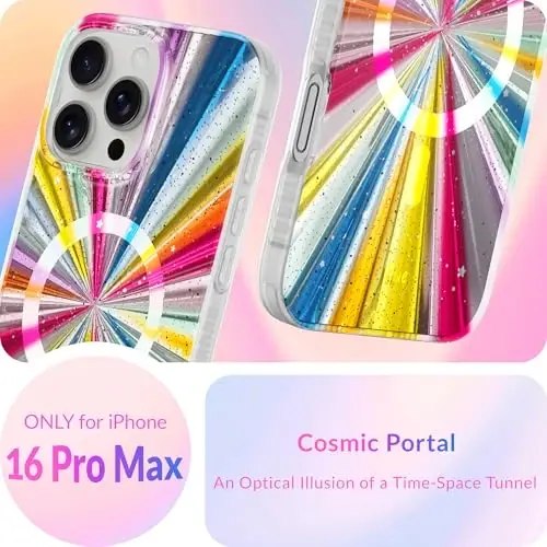 LONLI Hue - Magnetic Case for iPhone 16 Pro Max - [Compatible with Magsafe] - [360° Shock-Absorbent Bumper] - [Cute and Unique Phone Cover for Girls and Women] - Cosmic Portal - 2