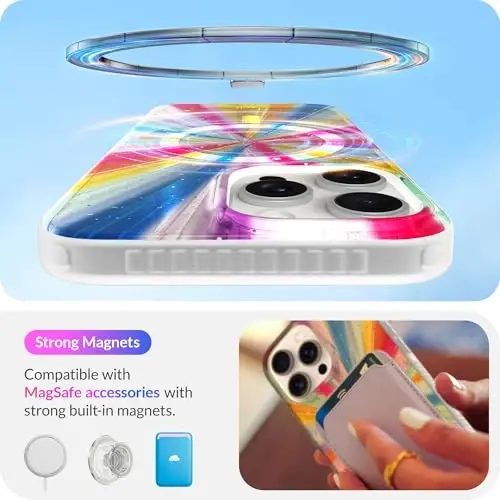 LONLI Hue - Magnetic Case for iPhone 16 Pro Max - [Compatible with Magsafe] - [360° Shock-Absorbent Bumper] - [Cute and Unique Phone Cover for Girls and Women] - Cosmic Portal - 4