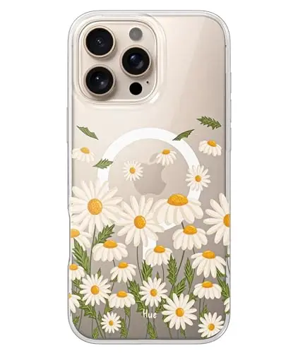 LONLI Hue - iPhone 16 Pro Max uchun magnitli g'ilof - [Magsafe bilan mos] - [360° zarbani yutuvchi bamper] - [Qizlar va ayollar uchun yoqimli va noyob telefon qopqog'i] - Daisy Garden - LONLI