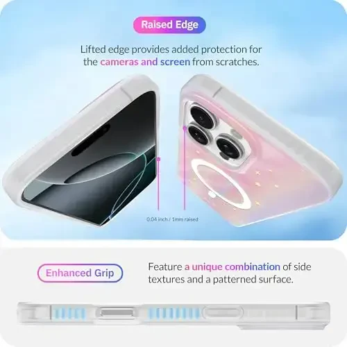 LONLI Hue - iPhone 16 Pro Max uchun magnitli g'ilof - [Magsafe bilan mos] - [360° zarbani yutuvchi bamper] - [Qizlar va ayollar uchun yoqimli va noyob telefon qopqog'i] - Dreamy Night - 5