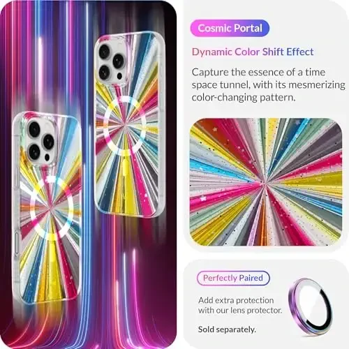 LONLI Hue - iPhone 16 Pro Max uchun magnitli g'ilof - [Magsafe bilan mos] - [360° zarbani yutuvchi bamper] - [Qizlar va ayollar uchun yoqimli va noyob telefon qopqog'i] - Kosmik Portal - 3