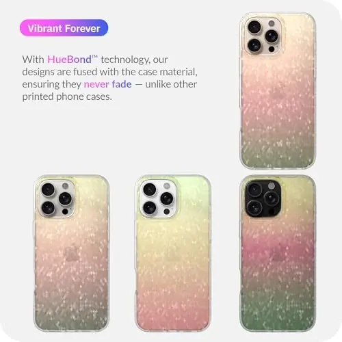 LONLI Hue - iPhone 16 Pro Max uchun Prismatic Rainbow Diamond Facet Sparkling Phone Case - [Sparkle Glow Finish, Luxe Glitter Protection] - [360° zarbani yutuvchi bamper] - iPhone 16 Pro Max uchun - 7