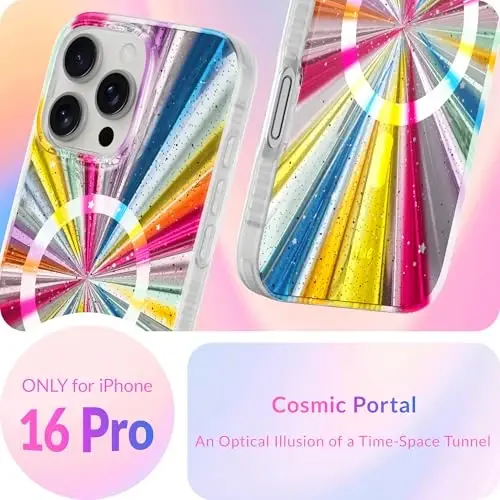 LONLI Hue - iPhone 16 Pro uchun magnitli g'ilof - [Magsafe bilan mos] - [360° zarbani yutuvchi bamper] - [Qizlar va ayollar uchun yoqimli va noyob telefon qopqog'i] - Kosmik Portal - LONLI (1)