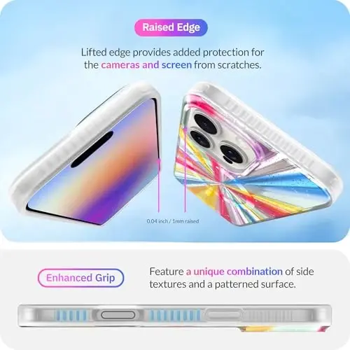 LONLI Hue - iPhone 16 Pro uchun magnitli g'ilof - [Magsafe bilan mos] - [360° zarbani yutuvchi bamper] - [Qizlar va ayollar uchun yoqimli va noyob telefon qopqog'i] - Kosmik Portal - 6