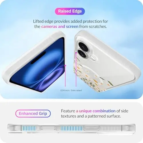 LONLI Hue - iPhone 16 uchun magnitli g'ilof - [Magsafe bilan mos] - [360° zarbani yutuvchi bamper] - [Qizlar va ayollar uchun yoqimli va noyob telefon qopqog'i] - Daisy Garden - 5
