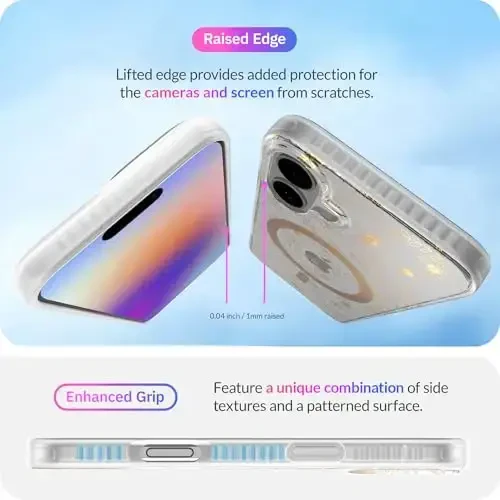 LONLI Hue - iPhone 16 uchun magnitli g'ilof - [Magsafe bilan mos keladi] - [360° zarbani yutuvchi bamper] - [Qizlar va ayollar uchun yoqimli va noyob telefon qopqog'i] - Oltin gul naqshli - 6