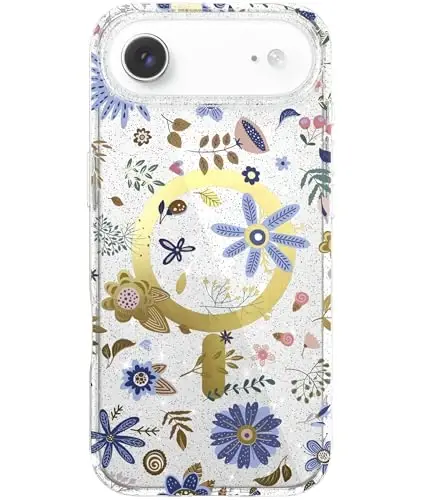 LONLI Hue - Aesthetic Botanical Garden Gold Ring Magnetic Phone Case | For iPhone 17 Air, Compatible with MagSafe, Strong Magnets, Cute Unique Aesthetic for Girls and Women 