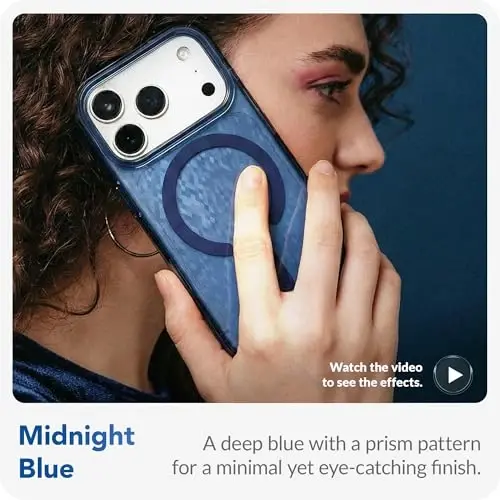 LONLI Hue - iPhone 17 Pro için Prizma Elmas Serisi Kılıf, Kızlar ve Kadınlar için Derin Mavi Elmas Parıltılı Koruyucu Telefon Kılıfı, Magsafe için Güçlü Manyetik Halkalı Mavi TPU - LONLI (1)
