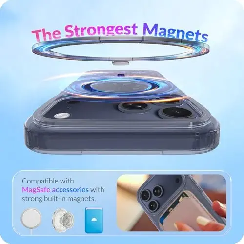 LONLI Hue - iPhone 17 Pro için Prizma Elmas Serisi Kılıf, Kızlar ve Kadınlar için Derin Mavi Elmas Parıltılı Koruyucu Telefon Kılıfı, Magsafe için Güçlü Manyetik Halkalı Mavi TPU - 4