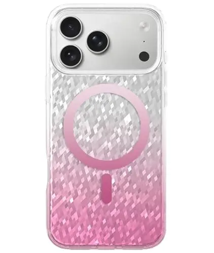 LONLI Hue - iPhone 17 Pro Max için Prizma Elmas Serisi Kılıf, Kızlar ve Kadınlar için Gül Pembesi Elmas Işıltılı Koruyucu Telefon Kılıfı, Magsafe için Güçlü Manyetik Halkalı Şeffaf TPU - 1