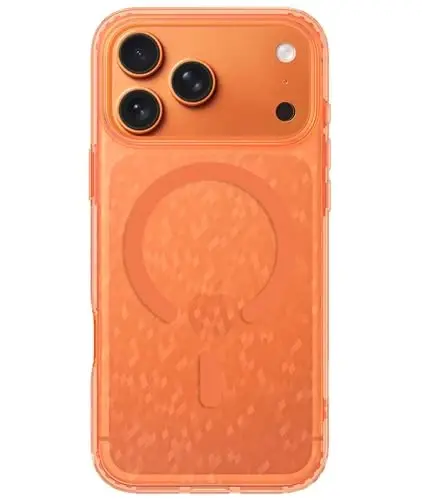 LONLI Hue - iPhone 17 Pro uchun Prism Diamond Series g'ilofi, Qizlar va ayollar uchun Cosmic Orange olmos-jilvador himoya telefon g'ilofi, Magsafe uchun kuchli magnit halqali to'q sariq rangli TPU 