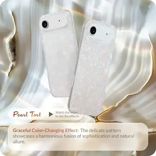 LONLI Hue iPhone Air uchun g'ilofi - Pearl Tort zarbaga chidamli telefon qopqog'i - [Zarbni yutuvchi bamper] - Ayollar va qizlar uchun nafis, noyob va estetik - 2
