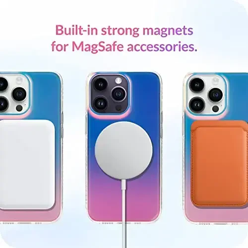 LONLI Hue - Magnetic Case for iPhone 15 Pro - [Compatible with Magsafe] - [360° Shock-Absorbent Bumper] - [Cute and Unique Phone Cover for Girls and Women] - Fluorescent Holographic Iridescent - 5