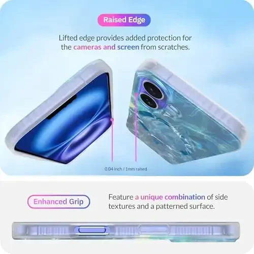 LONLI Hue - Magnetic Case for iPhone 16 - [Compatible with Magsafe] - [360° Shock-Absorbent Bumper] - [Cute and Unique Phone Cover for Girls and Women] - Ocean Wave - 5
