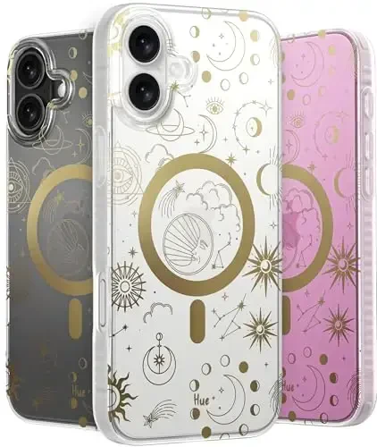 LONLI Hue - Magnetic Case for iPhone 16 Plus - [Compatible with Magsafe] - [360° Shock-Absorbent Bumper] - [Cute and Unique Phone Cover for Girls and Women] - Cosmic Stars - 1